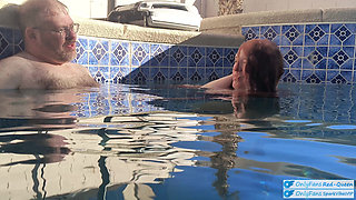 Underwater Outdoor Pool Sex with Long Hair Redhead Rapunzel MILF