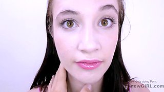 Sweet teenager girl knows her way around the knob