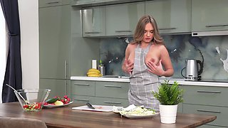 Naughty Irina in a sultry solo scene, stroking her wet slit and teasing her juicy asshole