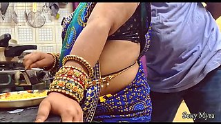 Desi Aunty Myra Fucks Stepson with Big Ass in Doggy Style - Indian Mom Blowjob and Cumshot