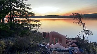 Blonde Petite Swedish Girl Sessa Skye Outdoor Blowjob & Doggy Style Sex By Water