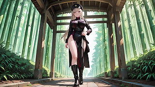 Blonde Valkyrie's Undressing Moment, That Great-slit Black Uniform Is Insane!