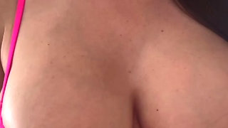My sweet neighbor with big tits loves a slobbery blowjob
