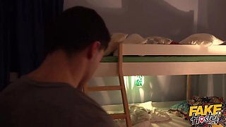 Faux halloween in the hostel - stormy porno with mysterious domineering female who pumps out and slurps on strangers cock