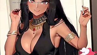 Sexy Indian housewife with massive boobs in traditional Saree anime adventure