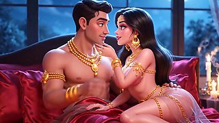 Carter Miles and Royal Cartoon Queen Sparkle in Sultry Animated Nighttime Romance Compilation with Gold Jewelry and Pass