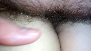 Cum on Hairy Pussy and Her Fat Asshole