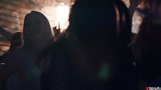 Lacey London's Fierce Battle in a Wasteland Scene