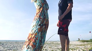 Just Go Away! Milf Gets standing Anal in front of everyone After Teasing Stranger on the beach