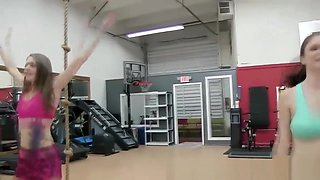Teen chick at the gym fingered and fucked good