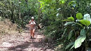 Colombian slut Savannah Watson gets fucked doggy style by park ranger in the forest - huge natural tits cumshot