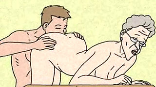 Granny anal sex animation