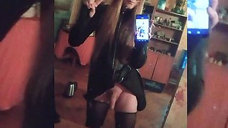 Femboy slut fucks herself in the ass dildo fisting