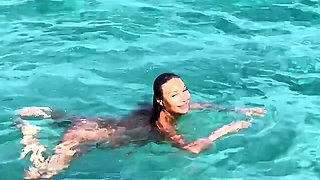Sexy Monika Fox Swims Naked In Pool And Sea In Hot Country