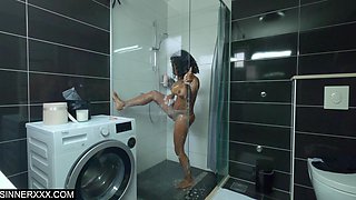 Interracial Shower Fuckdown - Intense Passionate Sex with Kiki Minaj
