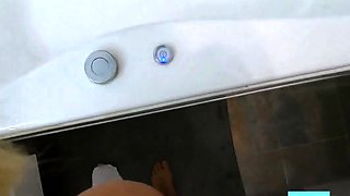 Big-Ass Black Teen's Solo Shower Footjob on Webcam