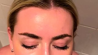 Blonde amateur blowjob POV in public