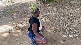 African Ebony Sexy Black Girl Dances in Public with Laughter