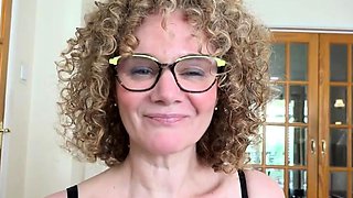 Non stop blonde with big boobs cock jerks off on the bed