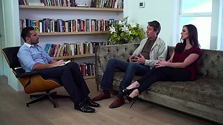 Beautiful Brunette Big Boobs Rides Fake Cock