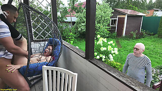 Chubby Teen Anal Fucked in Front of Old Man