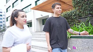 Chubby Spanish Babe Cleaning The Halls Of College Gets Picked Up To Fuck!