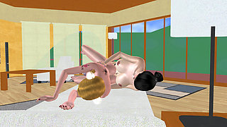 Animated 3D Lesbian Porn - Mature Woman with Strap‑on Fucking Teen Girl’s Pussy and Ass in Spoon Position