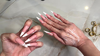 French Manicure Long Nails and Long Fingers