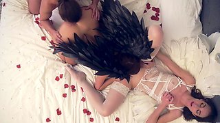 Vanna Bardot & Jay Romero: Skinny babes in lingerie indulge in a steamy FFM threesome