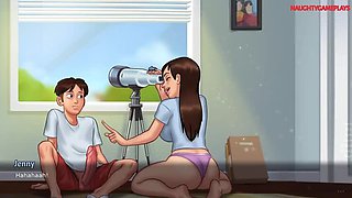 Summertime Saga - Busty MILF Landlady Helps Tenant's Wet Dream, They Get Caught! 3D Hentai XXX