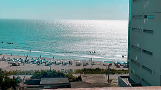 Beach. a Young Exhibitionist Dj Kitty Has Just Been Penetrated in the Beach Hotel