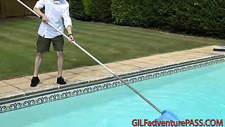 Pool Guy Hammering at Blonde GILF