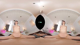 Charming asian teen seductress hot VR video