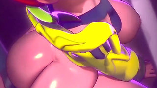 Thicc Big Breast Fat Ass Colorful Slut Gets Hard Backshots with Creampie