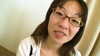 Japanese nerdy housewife, Nobuko hungry for a hard cock