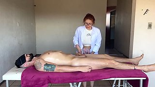 Lucas Neitan Gets Wild Massage From Hot Redhead Amateur With Happy Ending Blowjob
