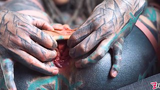 Anuskatzz Pounds Her Tattooed Ass with Giant Dildo