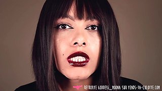 Belligerent JOI from Fierce French Dominatrix for Dwarf Cock  Stunning Brunette Mocks Pathetic