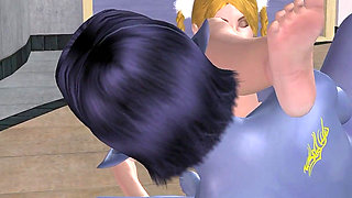 Animated 3D Lesbian Porn - Young Woman and Blue Elf Woman Rubbing Pussies on Floor