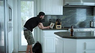 Busty mature MILF catches her husbands stepson while jerking off