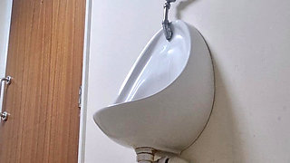 Girl with Nice Ass Strips and Pisses Mens Bathroom Risky Pee