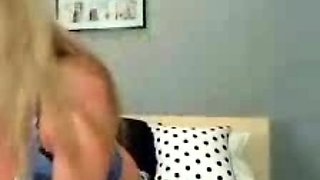 Blonde with big boobs fucked from behind before tit wanking