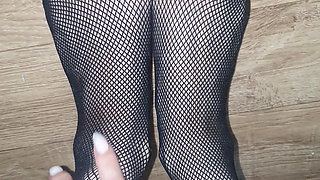 Don't Cum so Fast on My Beautiful Fishnet Toes