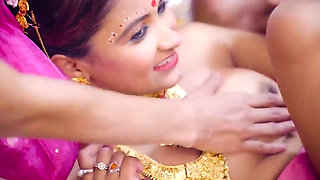 The Indian bride with big boobs blindfolded and gang-banged