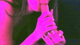 Busty Webcam Babe Sucking and Jerking Off a Dildo