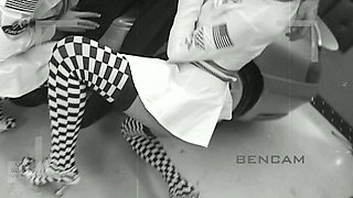 Classic Vanessa and Stacey Fuck 3 Guys Over the Car