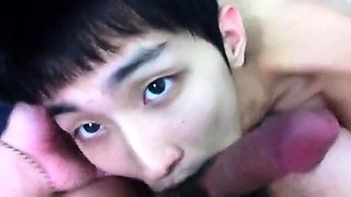 Adorable Asian twink delivers a marvelous blowjob in POV