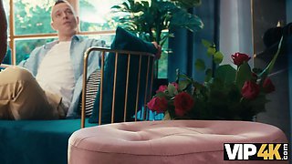 Vip4k. mature cougar in maid costume cleans with her tongue