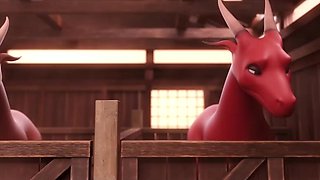 Naughty dragons are having fun in the barn 3d animated
