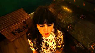 Big tit brunette MILF sucks and tit fucks a big cock